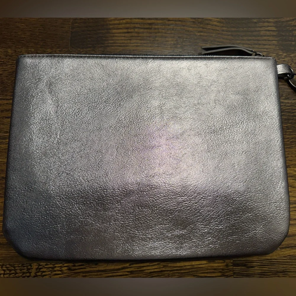 Metallic Silver Pouch with Text